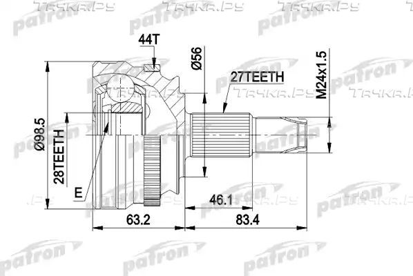 Шрус наружный (граната) Patron. Артикул PCV1152