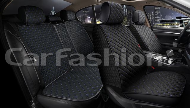 Накидки универсальные CarFashion Cube Plus для авто, цвет Черный/Черный/Синий. Артикул 22678