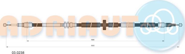 Трос ручника (тросик ручного тормоза) Adriauto. Артикул 03.0238