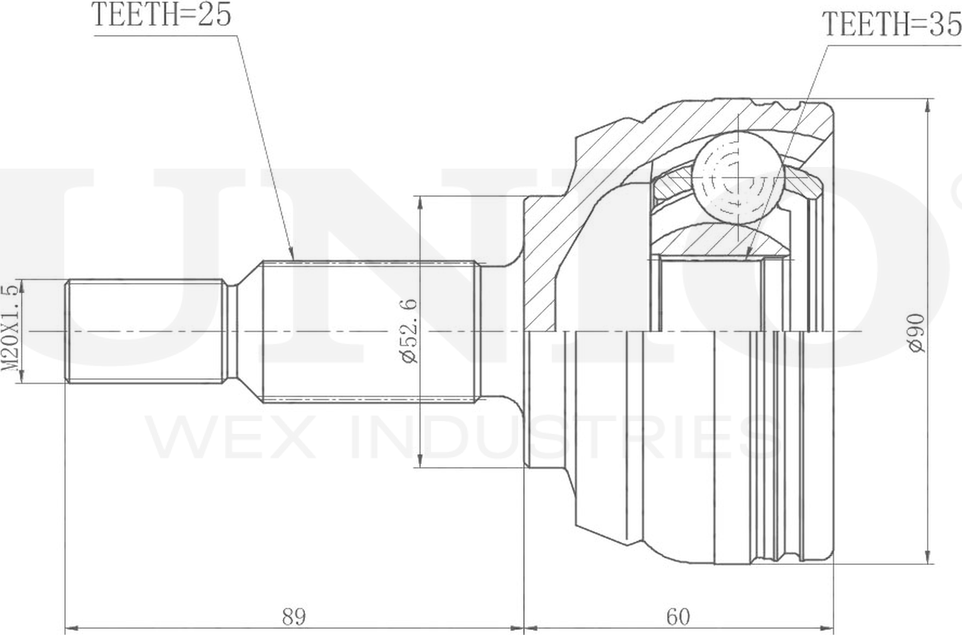 ШРУС наружный (Unio). Артикул CVJ-20094
