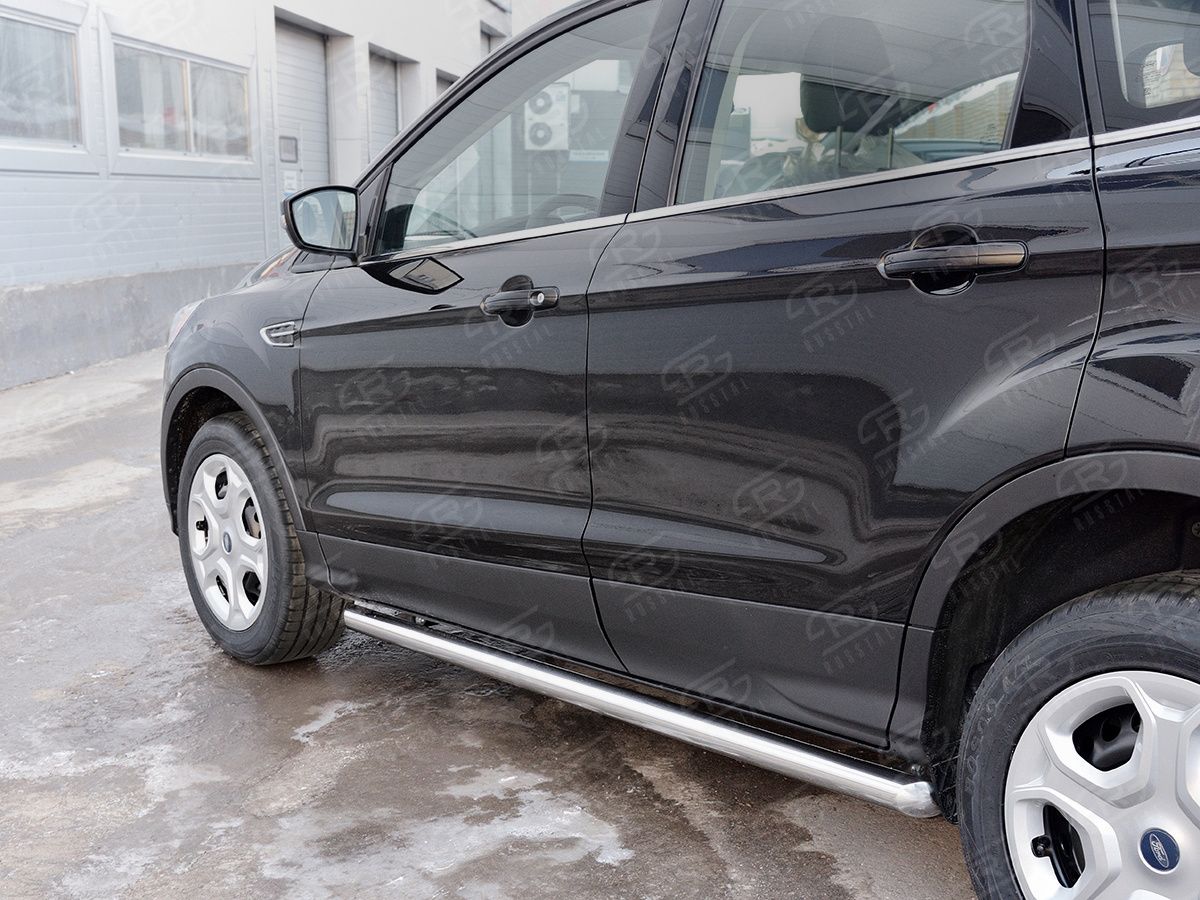 Защита порогов RusStal труба d63 (вариант 1) для Ford Kuga II 2016-2019. Артикул FGT-0026011