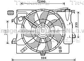 Вентилятор радиатора двигателя AVA для Kia Rio III 2011-2017. Артикул HY7541