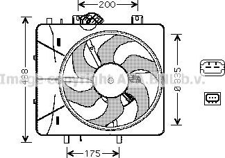 Вентилятор радиатора двигателя AVA для Citroen C2 2003-2012. Артикул CN7527