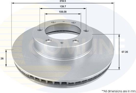 Тормозной диск Comline Comline передний для Toyota Hilux VIII 2015-2026. Артикул ADC2509V