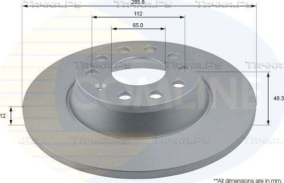 Тормозной диск Comline COATED задний для Volkswagen Tiguan I 2007-2018. Артикул ADC1467
