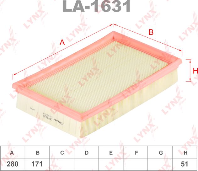 Воздушный фильтр LYNXauto. Артикул LA-1631