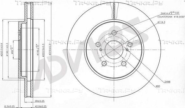 Тормозной диск Advics для Toyota Harrier I (XU10) 2000-2003. Артикул A6F115B