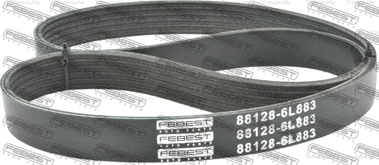 Приводной ремень поликлиновой Febest для Nissan Bluebird VII (U11) 1985-1990. Артикул 88128-6L883