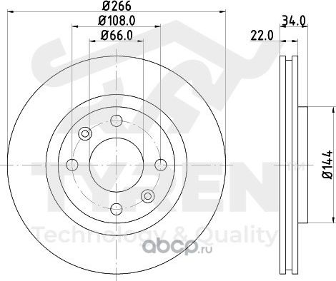 Тормозной диск (Tyren). Артикул TYR1011121