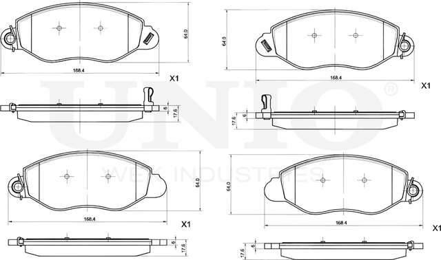 Колодки тормозные дисковые, комплект (Unio). Артикул BRP-20418