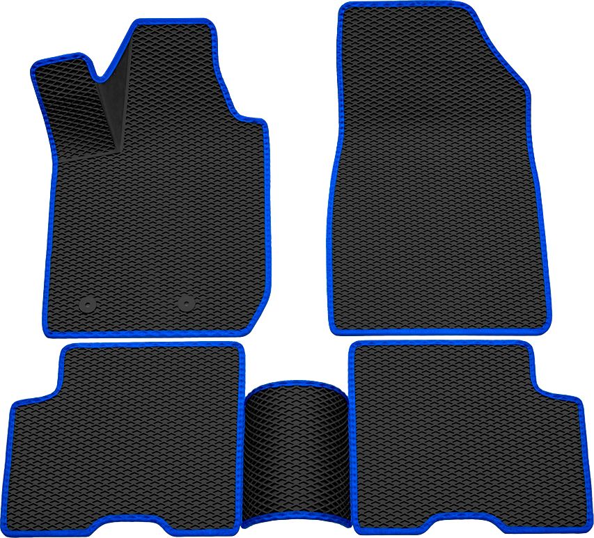 Коврики Rezkon 3D EVA ромб резиновые для салона Renault Arkana I 2019-2026 Синий кант. Артикул 9229040103