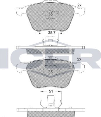 Тормозные колодки Icer. Артикул 181551