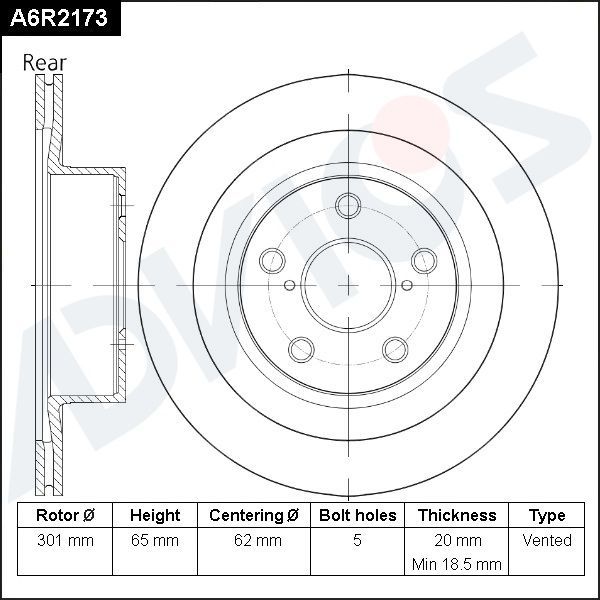 Тормозной диск Advics. Артикул A6R2173