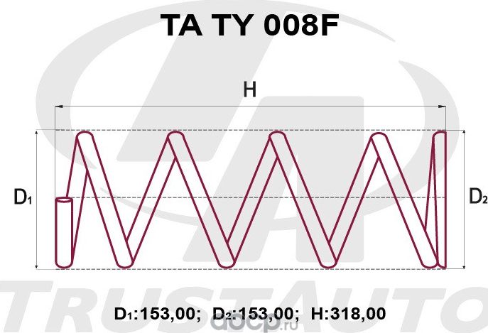 Пружина подвески усиленная () (Trustauto). Артикул TATY008F