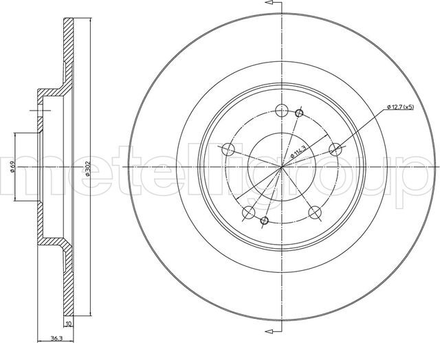 Тормозной диск Metelli. Артикул 23-1521C
