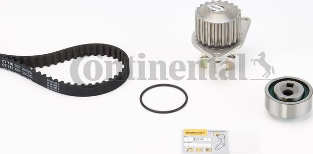Помпа (водяной насос) с комплектом ремня ГРМ ContiTech для Citroen AX 1986-1997. Артикул CT718WP1
