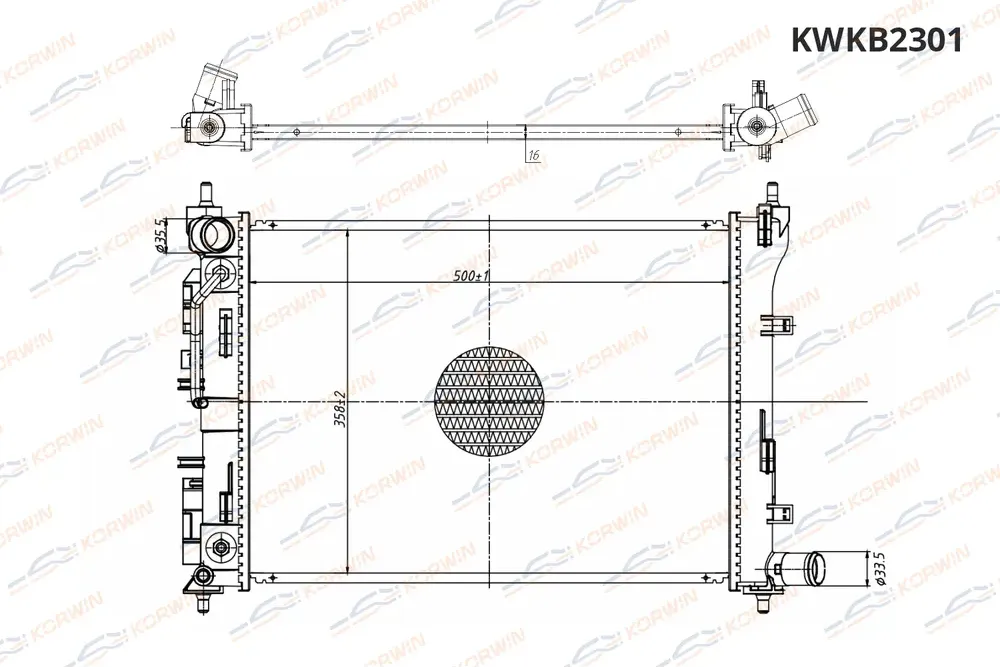 Радиатор охлаждения Hyundai Solaris Kia Rio 1 4 1 6 17 AT гар 2 года) паяный (Korwin). Артикул KWKB2301