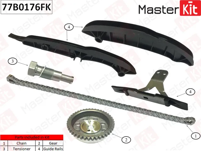 77B0176FK Комплект цепи ГРМ Ssang-Yong Actuon/Rorando 2.0i G20D 12- (Master KIT) Master KIT. Артикул 77b0176fk
