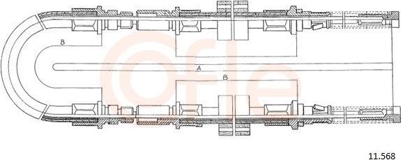Трос ручника (тросик ручного тормоза) Cofle для Ford Transit IV 1985-1994. Артикул 92.11.568