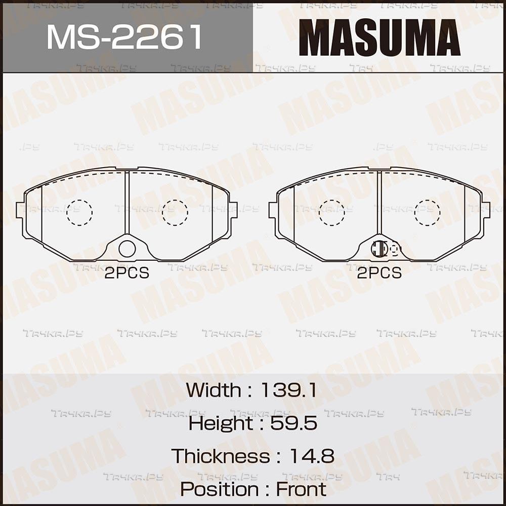 Тормозные колодки Masuma передние для Nissan Maxima A33 2000-2003. Артикул MS-2261