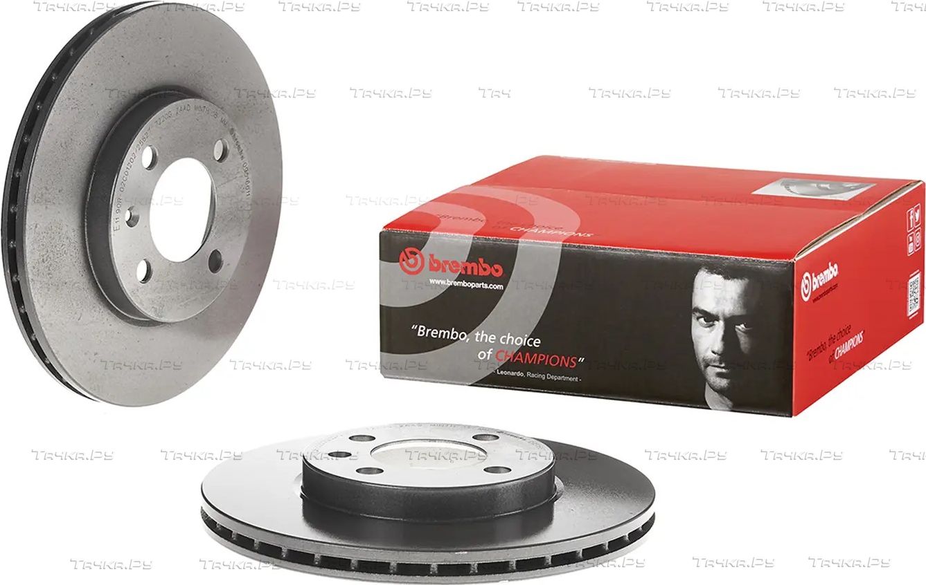 Тормозной диск Brembo PRIME LINE - UV Coated передний для SEAT Ibiza II 1993-2002. Артикул 09.5166.11