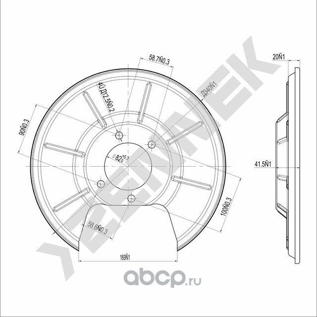Защита тормозного диска задняя правая FORD MONDEO IV 07->, GALAXY 06 (Zennek). Артикул DCD0071