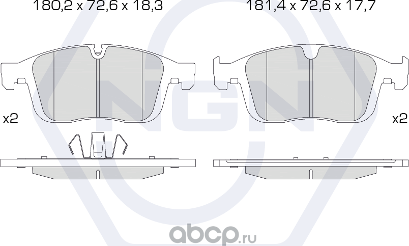 Колодки тормозные керамические, передние (NGN). Артикул 3502590