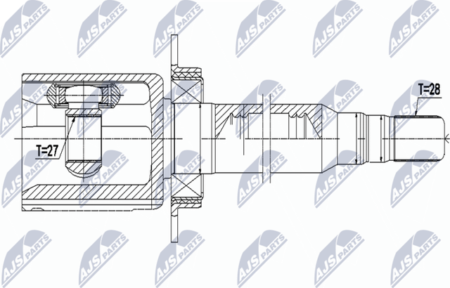 Шрус внутренний (граната) NTY передний правый для Volvo V60 I 2013-2018. Артикул NPW-VV-092