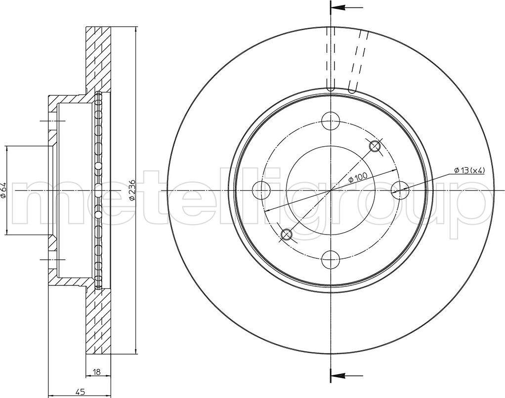 Тормозной диск Metelli. Артикул 23-0505C