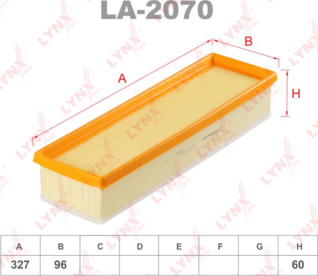 Воздушный фильтр LYNXauto для Renault Sandero II 2011-2026. Артикул LA-2070
