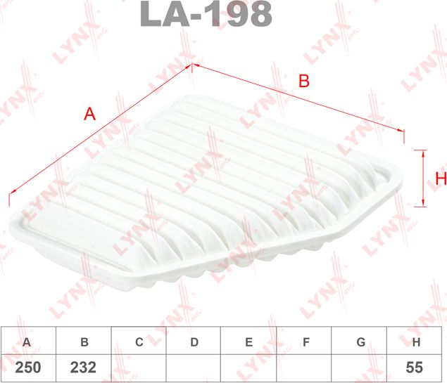 Воздушный фильтр LYNXauto. Артикул LA-198