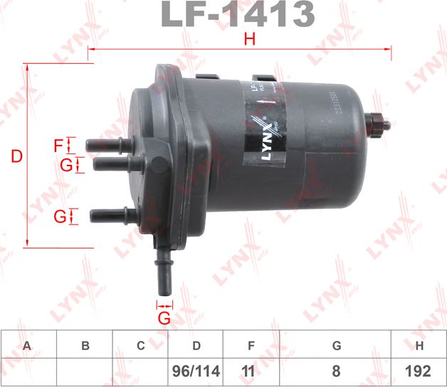 Топливный фильтр LYNXauto для Renault Grand Scenic II 2004-2004. Артикул LF-1413