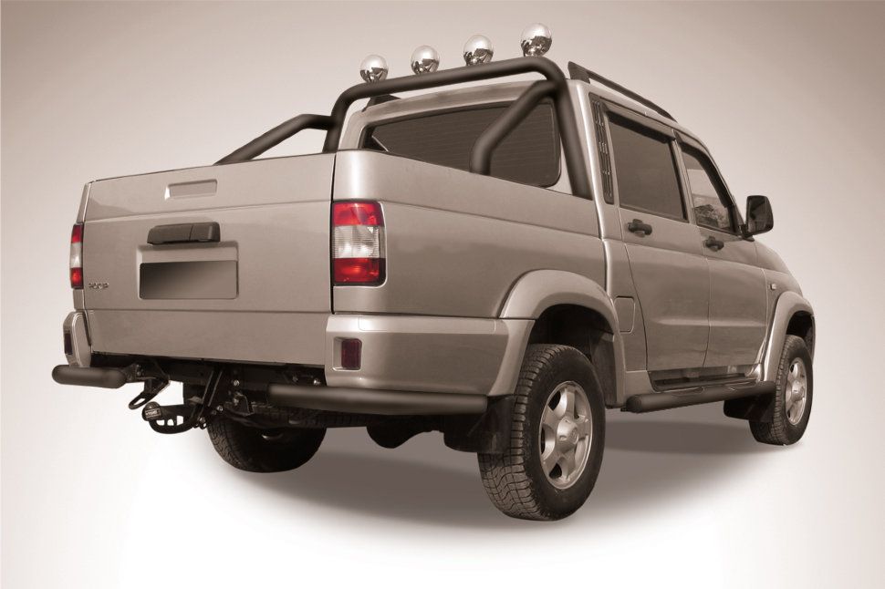 Защита Slitkoff задняя уголки d76 для УАЗ Pickup I рестайлинг 2014-2026 Черная. Артикул UPpic14-007B