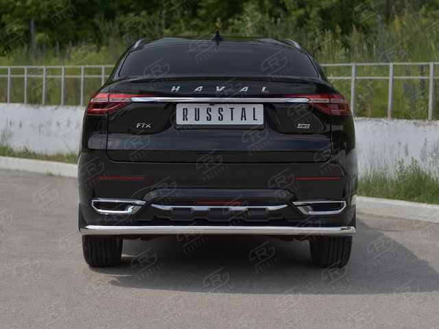 Защита RusStal заднего бампера d63 (секции) для Haval F7x 1.5 4WD 2019-2022. Артикул HF7XZ-003841