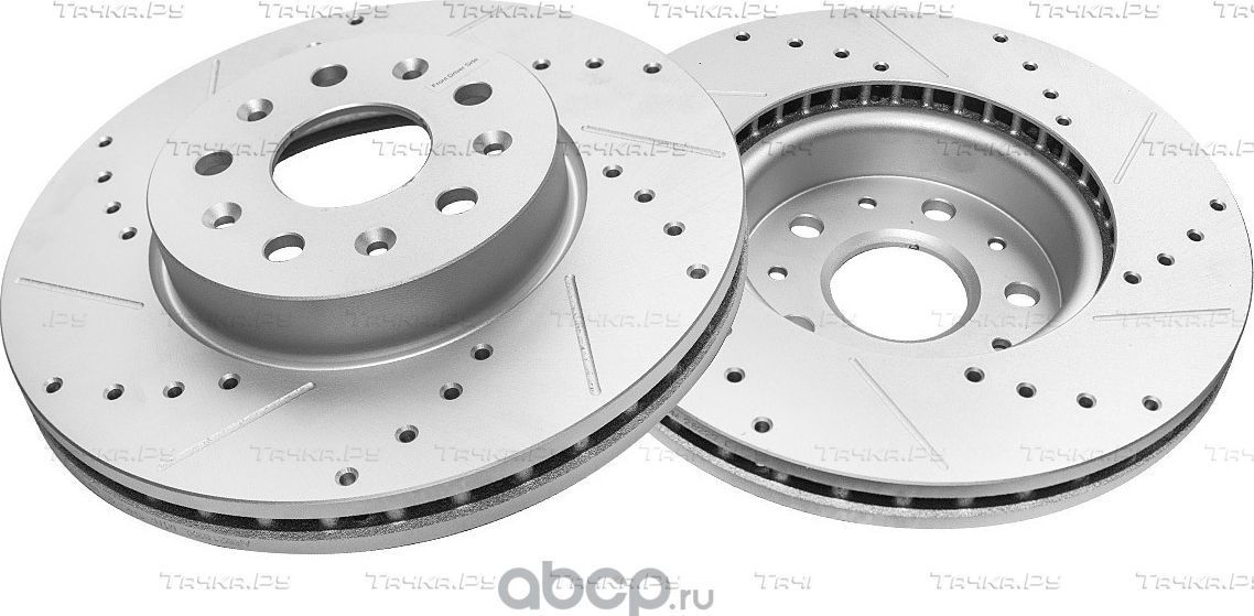 Передний тормозной диск Evolution с перфорацией и насечками, в покрытии GEOMET P (Powerstop). Артикул AR82183