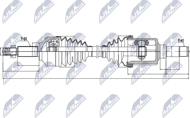 Полуось (привод в сборе, приводной вал) NTY левая для Ford Transit VIII 2013-2026. Артикул NPW-FR-073