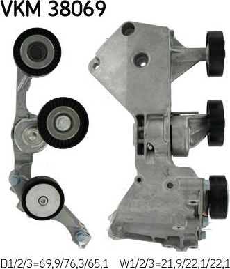 Натяжной ролик (натяжитель) приводного поликлинового ремня SKF правый/левый для Mercedes-Benz Vaneo 2002-2005. Артикул VKM 38069