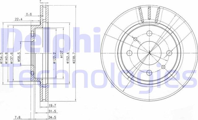 Тормозной диск Delphi передний для Lada Priora I 2008-2018. Артикул BG3805