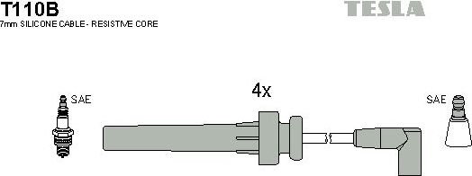 Высоковольтные провода (провода зажигания) (комплект) Tesla. Артикул T110B