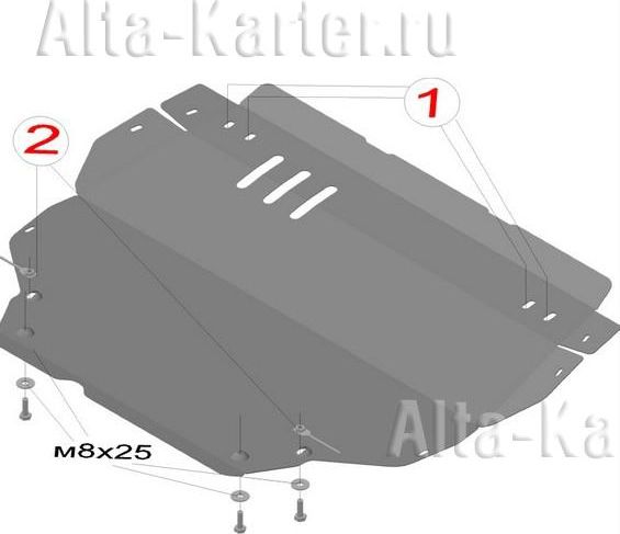 Защита алюминиевая Alfeco для картера и КПП Volkswagen Jetta VI 2010-2018. Артикул ALF.26.32 AL4