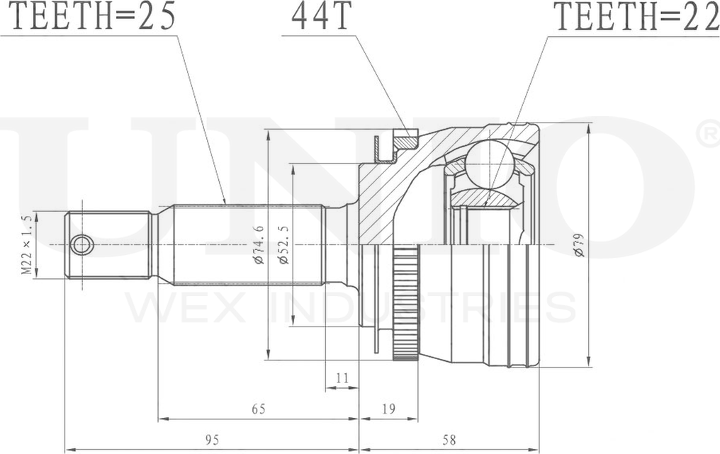 ШРУС наружный (Unio). Артикул CVJ-20283