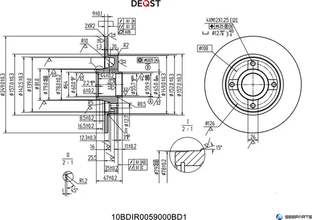 Диск тормозной (10BDIR0059000) (Deqst). Артикул 10BDIR0059000