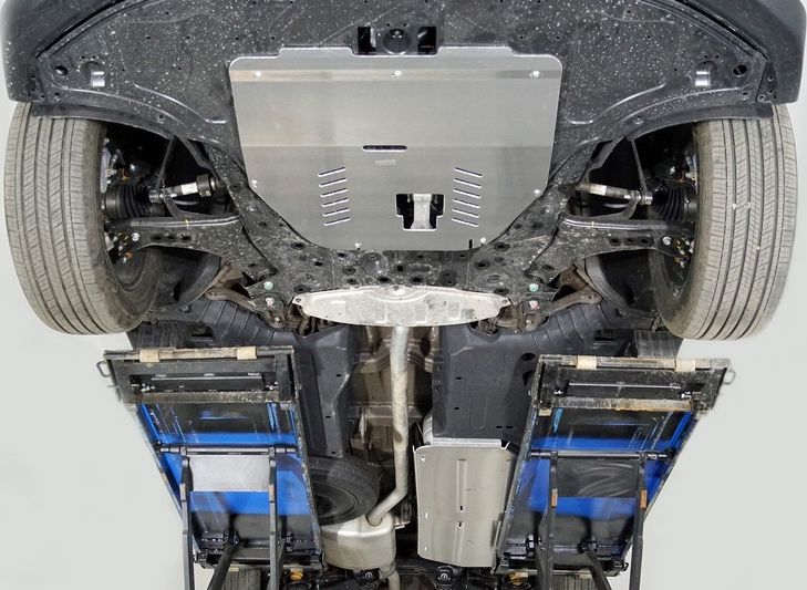 Защита алюминиевая ТСС (4 мм) для бака, картера и КПП Kia Carnival IV 2021-2026. Артикул ZKTCC00487K