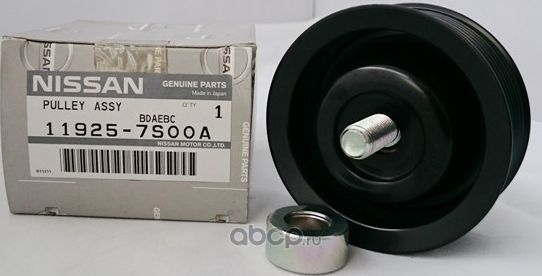 Направляющий (ведущий) ролик приводного поликлинового ремня Nissan. Артикул 119257S00A