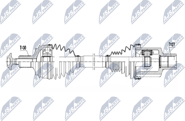 Полуось (привод в сборе, приводной вал) NTY передняя левая для Mercedes-Benz S-Класс VI (W222, C217) 2014-2026. Артикул NPW-ME-075