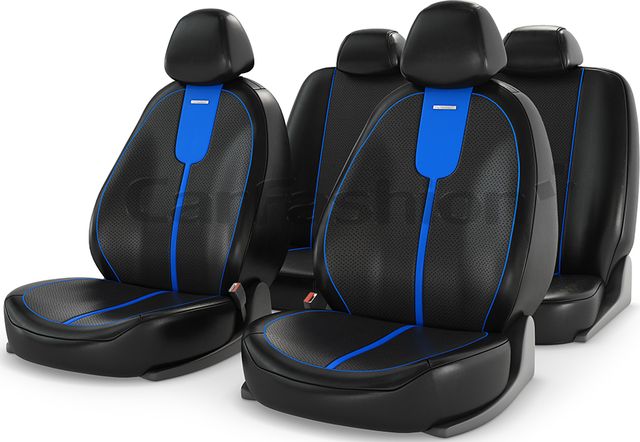 Чехлы универсальные CarFashion Gals на сидения авто, цвет Синий/Черный/Синий. Артикул 11062