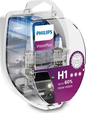 H1 12V- 55W (P14,5s) ( +60% света) Vision Plus (2шт.) Philips VisionPlus. Артикул 12258VPS2