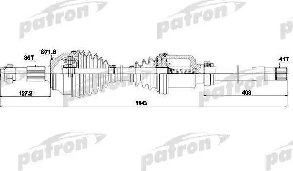 Полуось (привод в сборе, приводной вал) Patron. Артикул PDS0425