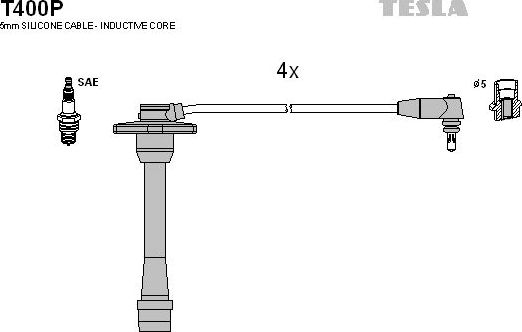 Высоковольтные провода (провода зажигания) (комплект) Tesla. Артикул T400P