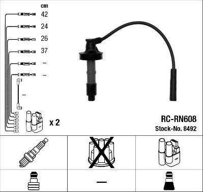 Высоковольтные провода (провода зажигания) (комплект) NGK для Volvo S40 I 1995-2003. Артикул 8492